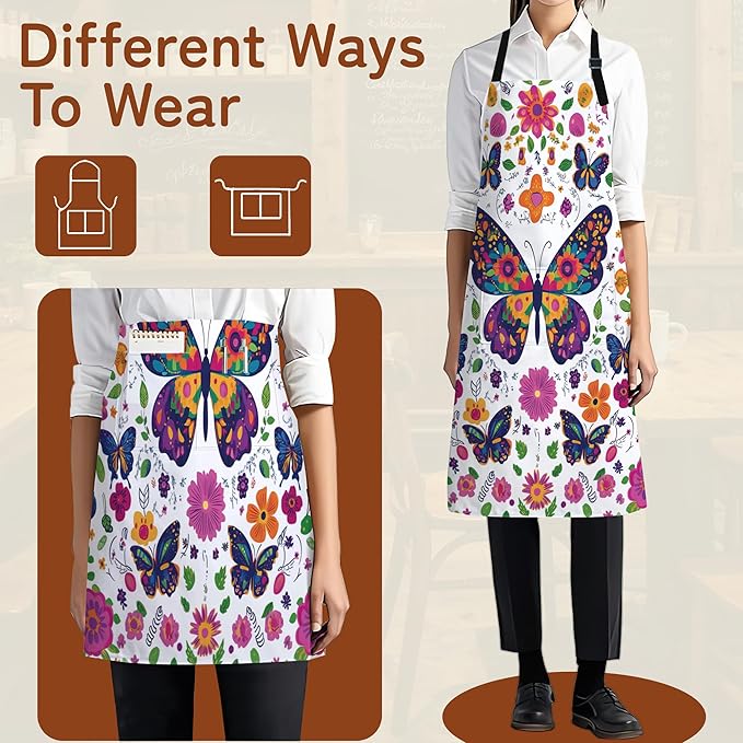 Cooking Aprons for Men and Women,Adjustable Bib Chef Apron with 2 Pockets, Soft and Durability Kitchen Apron