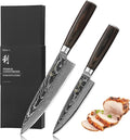 Wakoli EDIB Essentials 2-Piece Damascus Chef Knife Set – Professional Kitchen Knives with 67-Layer VG10 Core Steel, Ergonomic Pakkawood Handles – Premium Cooking Knives in Gift Box