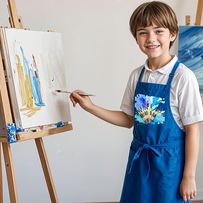Personalized Kids Apron with Custom Name, Artist Apron For Painting and Craft Crhsitmas Boys & Girls Stocking Stuffer