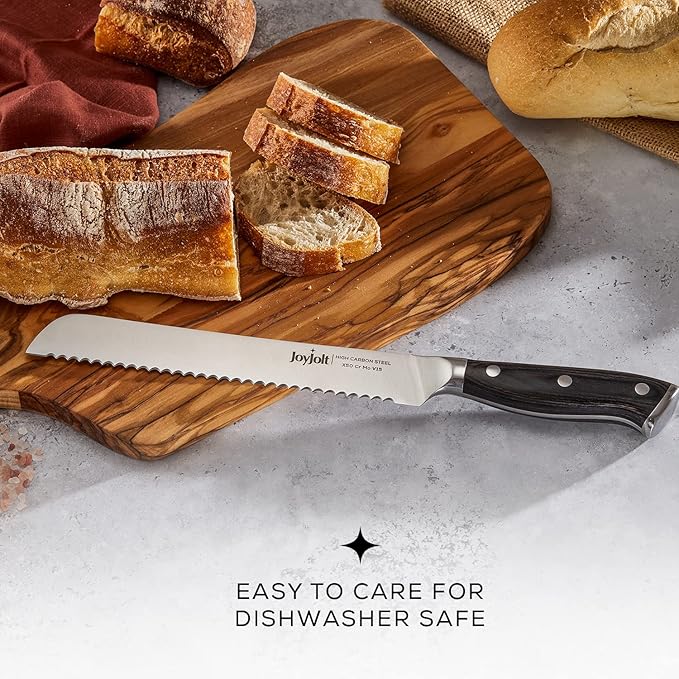 JoyJolt 8” Bread Knife. High Carbon x50 German Steel Kitchen Knife – Magnetic Gift Box.