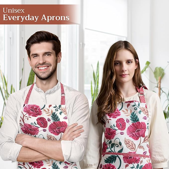 Maison d' Hermine 100% Cotton Apron for women with Pocket Kitchen Chef Apron for Men Cooking Gardening Server Waitress