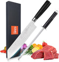 Gidli 8-Inch Chef Knife with Diamond Sharpener – Sharp Kitchen Knife Made of German Carbon Stainless Steel with Ergonomic Wooden Handle for Slicing, Chopping&Dicing of Meat, Seafood -Gift Box Included