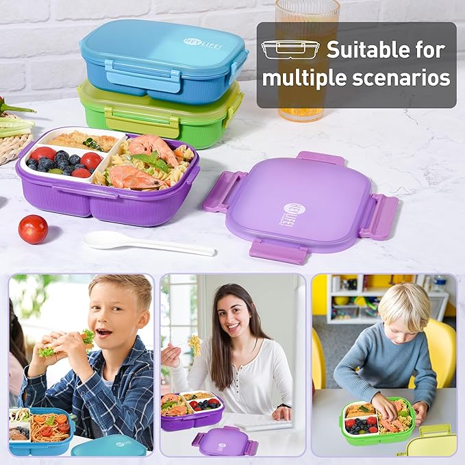 Bento Boxes with Removable Compartments for Adults & Kids,1000ml Lunch Box with Spoon & Water Cup,BPA-Free,Microwave & Dishwasher Safe(Green)