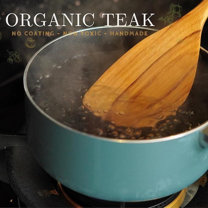 SHUMARU 11-Piece Handmade Teak Utensil Set – Premium Old Bali Teak Wooden Cooking Spoons & Spatulas, Eco-Friendly & Ergonomic Kitchen Tools Safe for Non-Stick Cookware