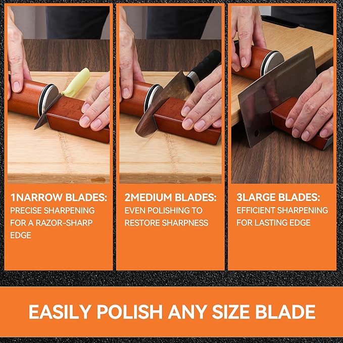 Vrurc Kitchen Knife, Drum Knife Sharpening Kit, Diamond Grinding Surface, Drum Knife Sharpener for Chef's Knives and Pocket Knives, 15° and 20° Magnetic Angles, Kitchen Knife Sharpener (Brown)