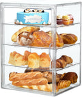 Bread Box,Large Bread Boxs for Kitchen Countertop - 4 Layers Adjustable Bread Storage Container,Clear Boxes for Kitchen Counter, Breads Box Airtight,Bread Holder,Perfect for Bagel Muffins（transparent）