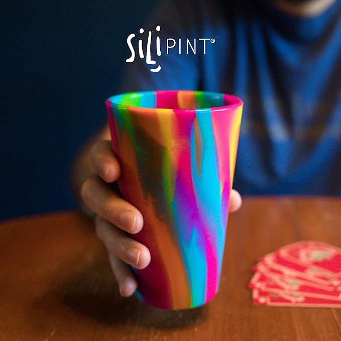 Silipint 16oz Silicone Pint Glass – Unbreakable BPA-Free Reusable Silicone Drinking Cup – Dishwasher Microwave & Freezer Safe – Stemless Glass for Water Coffee Smoothies Canyon Blues