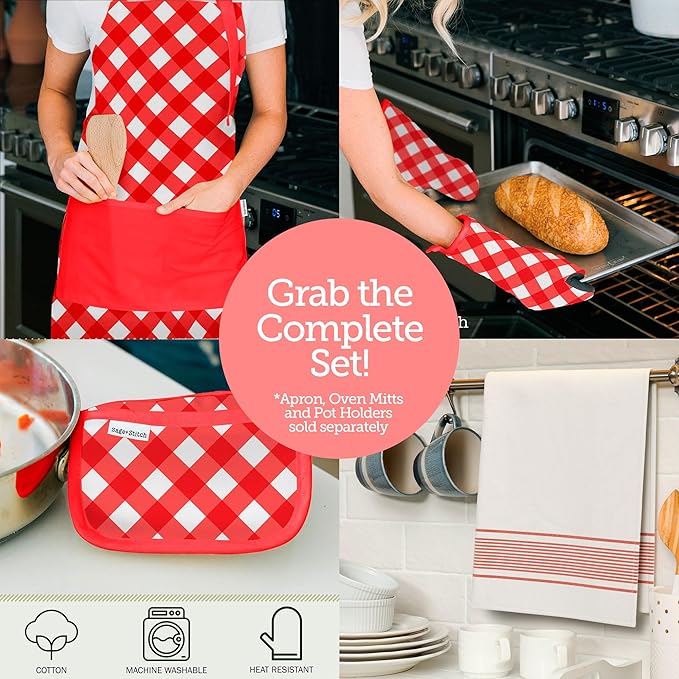 Adjustable Designer Kitchen Apron for Adults | Cotton Cooking Apron with Pockets and Adjustable Neck Buckle