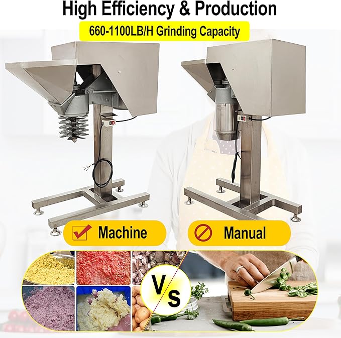 TECHTONGDA Fruit Vegetables Grinder Crusher Tomato Paste Making Machine Commercial Food Processor Chili Ginger Garlic Chopper 220V with Inlet Dia 8.27 Inch for Crushing Grinding Fruits & Vegetables