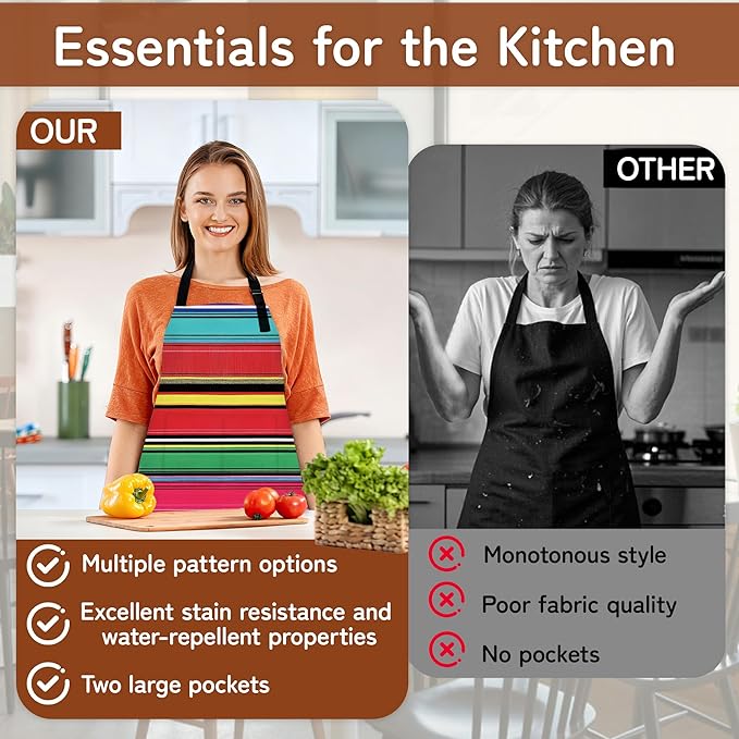 Adjustable Kitchen Apron with Pockets for Women and Men,Soft Chef Apron for Cooking, BBQ, and Grill