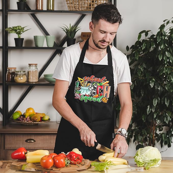 Funny Cafeteria Crew Aprons with Pockets, Cafeteria Worker Staff Appreciation Gifts