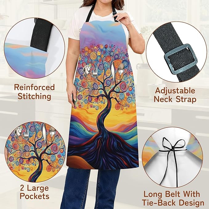 Cooking Aprons for Men and Women,Adjustable Bib Chef Apron with 2 Pockets, Soft and Durability Kitchen Apron