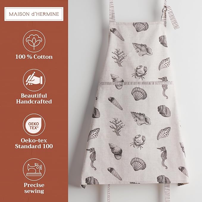 Maison d' Hermine 100% Cotton Apron for women with Pocket Kitchen Chef Apron for Men Cooking Gardening Server Waitress
