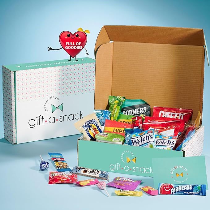Gift A Snack - Holiday Christmas Stocking Stuffers, Healthy Snack Box Care Package + Greeting Card (30 Count) Xmas Birthday Treats Gift Basket, Nutritious Granola Breakfast Bars
