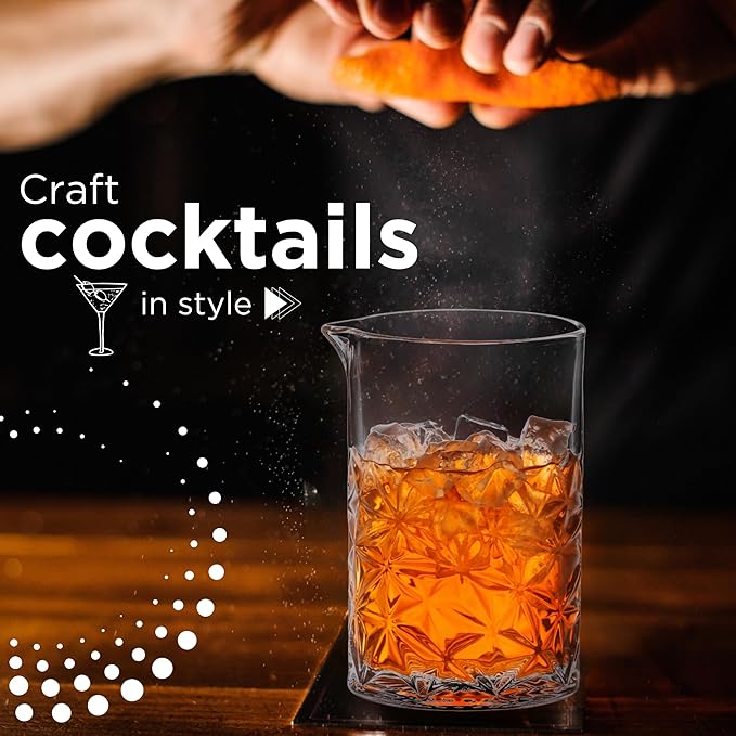 Cocktail 24oz Mixing Glass Set with Hawthorne Strainer - Mixology Pitcher for Stirrer Cocktails - Bartender Kit - Birthday Gifts for Friends & Family