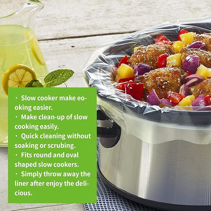 ECOOPTS Slow Cooker Liners Disposable Cooking Bags Small Size Pot Liners Fit 1QT to 3QT Suitable for Oval & Round Pot (10)