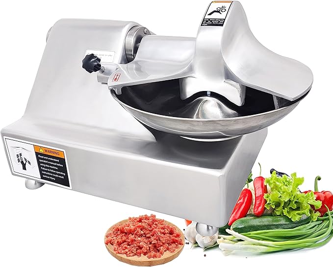 TECHTONGDA 110V Commercial Food Processor, 8L Electric Food Chopper Vegetable Cutter, Meat Grinder, Meat Bowl Cutter Chopper Machine for Vegetables, Grain, Nuts, Ginger, Garlic