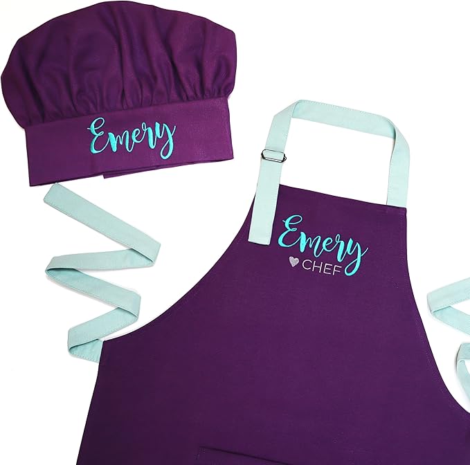Kids Apron - Embroidered Personalized Cooking Custom Apron with Name, Adjustable, Cotton, with Pockets, for cooking