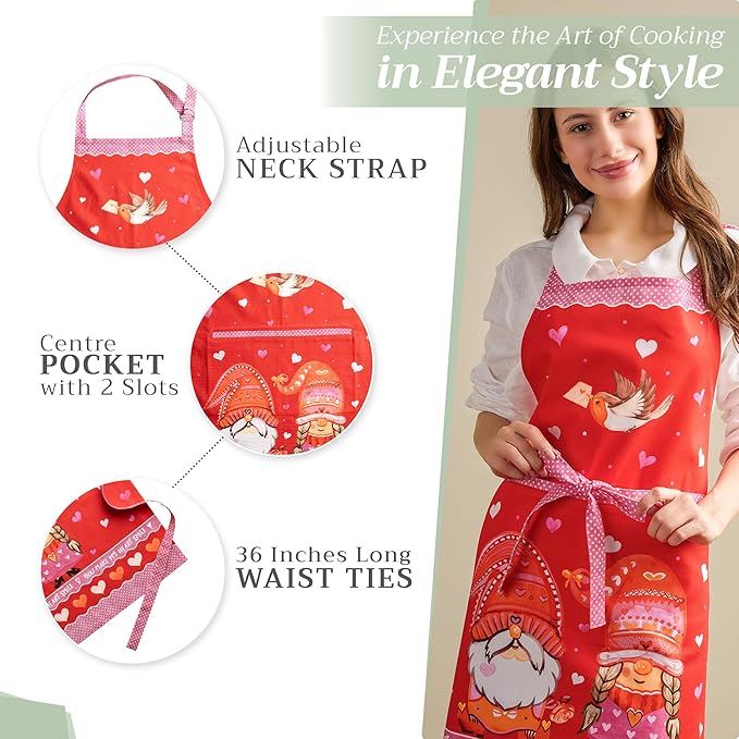 Maison d' Hermine 100% Cotton Apron for women with Pocket Kitchen Chef Apron for Men Cooking Gardening Server Waitress