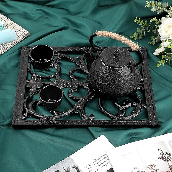 Sumnacon Extra Large Trivets for Hot Dishes,14.9 x 12 Inch Cast Iron Trivet with Rubber Feets,Heat Resistant Trivets for Hot Pots Pans,Metal Trivet for Kitchen Counter Dining Table Cooktop Stovetop
