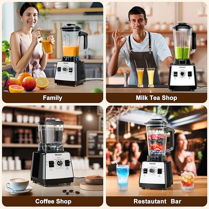 Blenders for Kitchen, Smoothie Blender, 2400W/1000W Prasky Blender & Grinder Combo, 25,000 RPM High Speed, 68oz BPA-Free Food Processor, Countertop Blender for Smoothies, Shakes & Food (White, 2L)