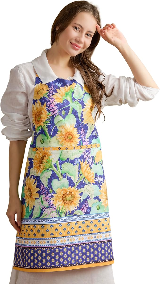 Maison d' Hermine 100% Cotton Apron for women with Pocket Kitchen Chef Apron for Men Cooking Gardening Server Waitress