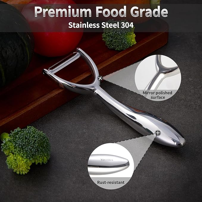 Fruits & Vegetable Peeler - Y Shaped Potato Peelers - Stainless Steel Peeler - Nontoxic Apple Peeler - Ultra Sharp Potato Peeler - Veggie Peeler - Y Peeler - Smooth Curved Handle Kitchen Peeler - Gift