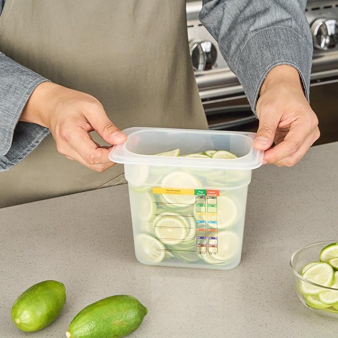 Restaurantware Food Pans Pack of 10 Plastic Rectangle Food Containers 1/9 Size with Traceability Label, Storage Containers Dishwashable Hot Cold Friendly for Restaurants Buffet Commercial Use