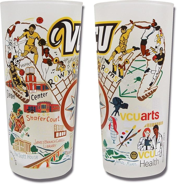 Catstudio Drinking Glass, Virginia Commonwealth University Glass Cup for Kitchen, 15oz Dishwasher Safe Tumbler for VCU Alumni