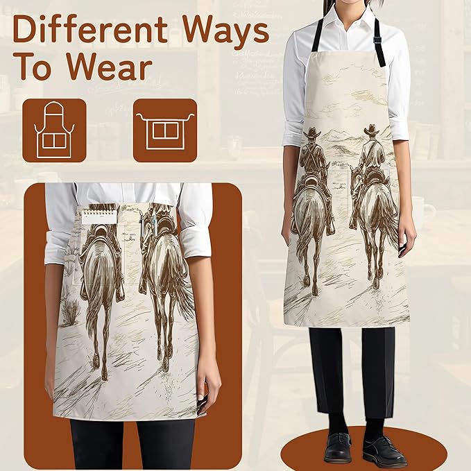 Cooking Apron for Women and Men,Adjustable Chef Bib Apron with 2 Pockets, Water and Oil Resistant for Kitchen Use