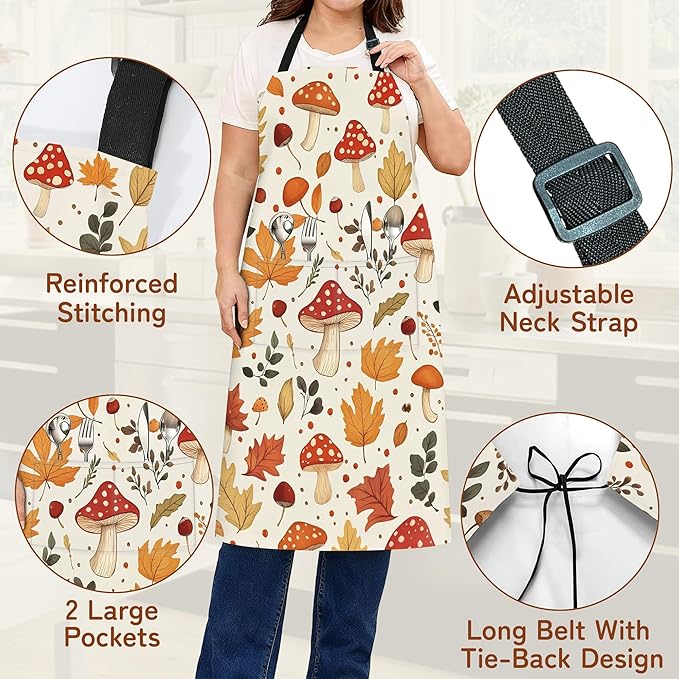 Adjustable Kitchen Apron with Pockets for Women and Men,Soft Chef Apron for Cooking, BBQ, and Grill