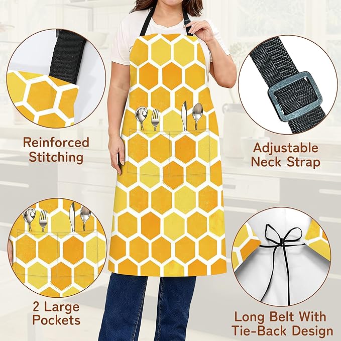 Cooking Apron for Women and Men,Adjustable Chef Bib Apron with 2 Pockets, Water and Oil Resistant for Kitchen Use