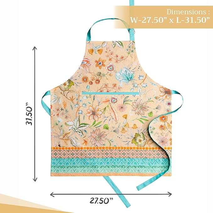 Maison d' Hermine 100% Cotton Apron for women with Pocket Kitchen Chef Apron for Men Cooking Gardening Server Waitress