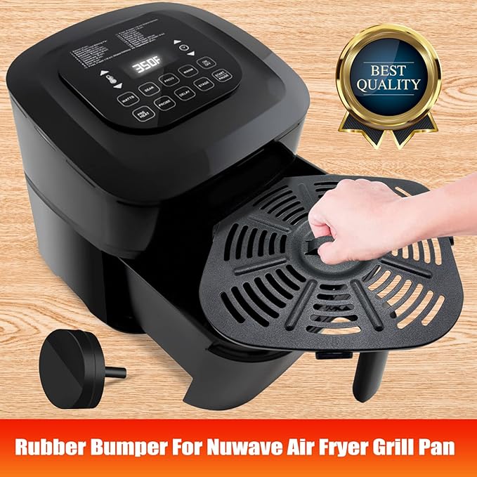 Air Fryer Grill Pan for Nuwave Brio, Replacement 6 IN 1 8QT 7 IN 1 7.25 QT Air Fryer Grill Plate Crisper Plate Rack Parts with Rubber Bumper Tips for Nuwave Brio Air Fryer Oven, Black