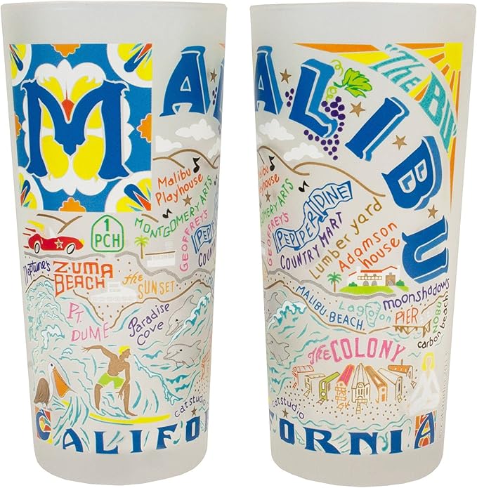 Catstudio Drinking Glass, Malibu Frosted Glass Cup for Kitchen, Drinking Glasses, 15oz Dishwasher Safe Tumbler, Wedding Gifts
