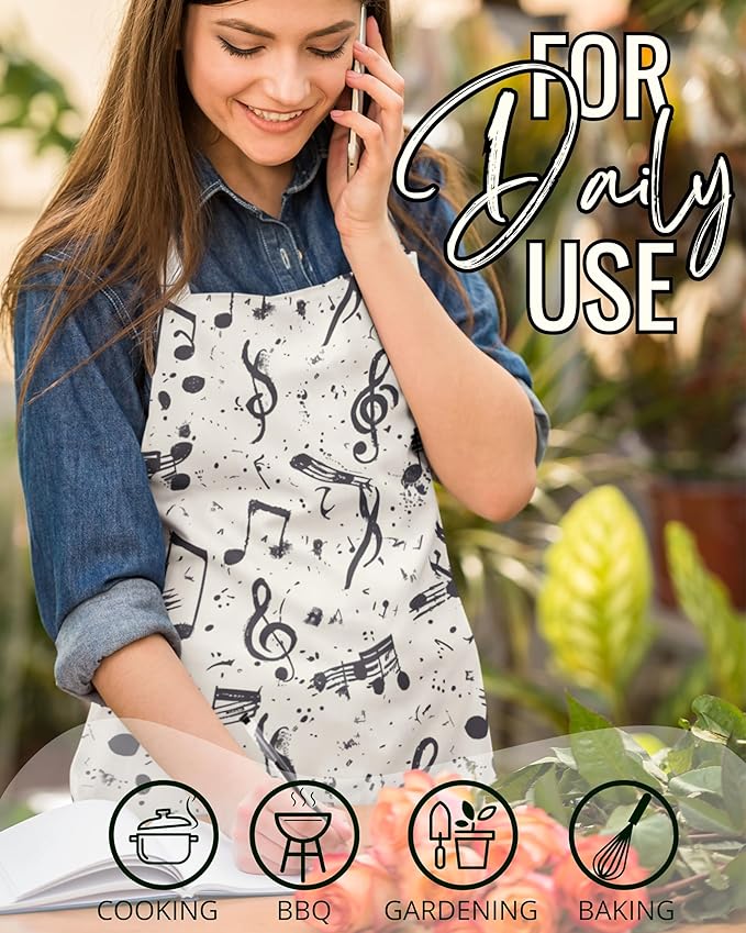 InnoBeta Music Lover Gifts, Musician Gifts Apron, Apron with Pockets and Adjustable Neck Strap