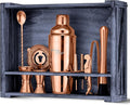 Mixology & Craft 11-Piece Cocktail Shaker Set, Bartender Kit with Stand, Stainless Steel Bar Tools, Dual Jiggers, Muddler & Pourers, Wood Display for Home Bar - Gift Ready (Copper)