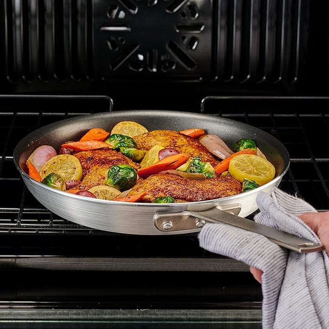 Tramontina Professional 10-Inch Non Stick Frying Pan, Heavy-Gauge Aluminum Skillet with Reinforced Nonstick Coating, Red Handle, Dishwasher and Oven Safe