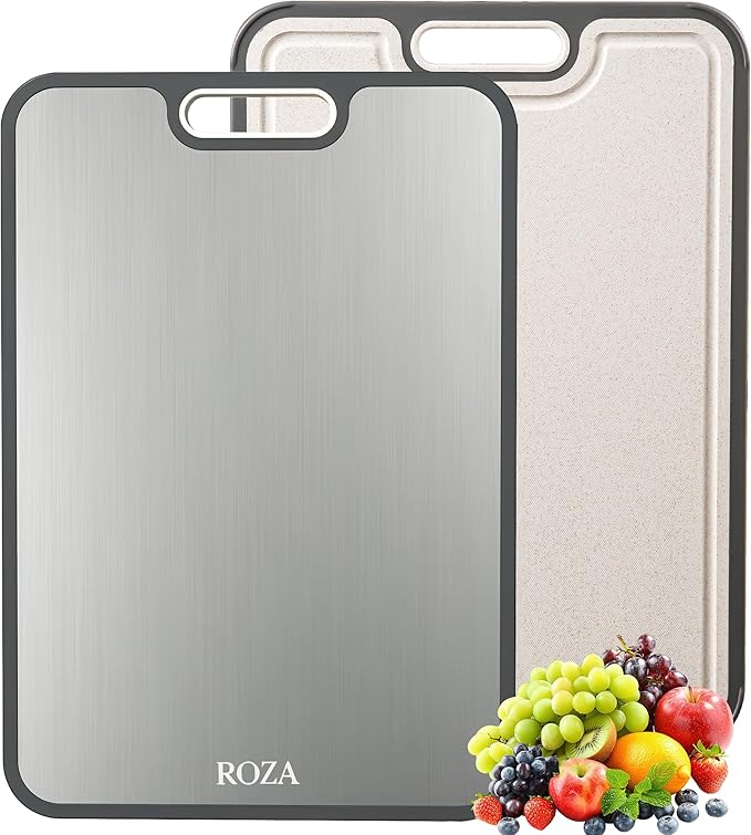 Titanium Cutting Board for Kitchen,Food Cutting Board,Double Sided,One Side Pure Titanium And Other Side Wheat Straw,Standard Size