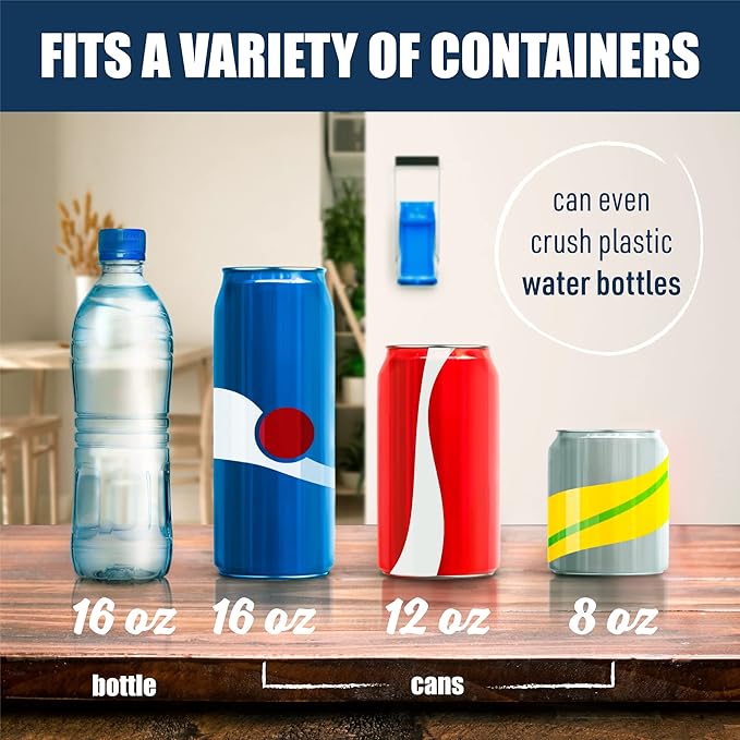 Mckay 16oz Metal Can Crusher, Heavy-Duty Wall-Mounted Smasher for Aluminum Seltzer, Soda, Beer Cans and Bottles for Recycling, Gadgets for Home, also works for 12 Oz. Can (Black)