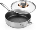 Hybrid Nonstick 5-Quart Sauté Pan,Frying Pans Nonstick with Lid,Stay-Cool Handle,11 Inch Deep Frying Pan,PFAS PFOA PTFE Free,Dishwasher-Friendly,Oven-Safe,Compatible with All Cooktops