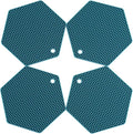 4 Packed Silicone Trivet Mats - DIY Different Size Dish Drying Mat, Hot Pot Holder for Pots & Pans, Non-Slip & Heat Resistant Kitchen Hot Pads for Countertops & Table,Teal