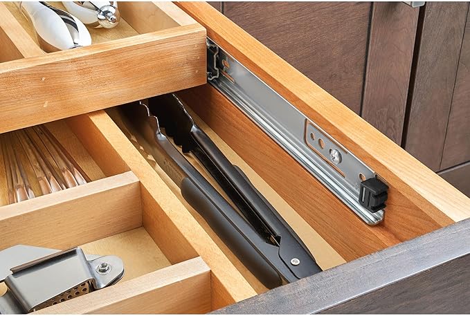 Rev-A-Shelf 12 Inch Wide 2 Tiered Kitchen Utensil & Cutlery Pullout Drawer Tray Organizer, 15" W Soft Close