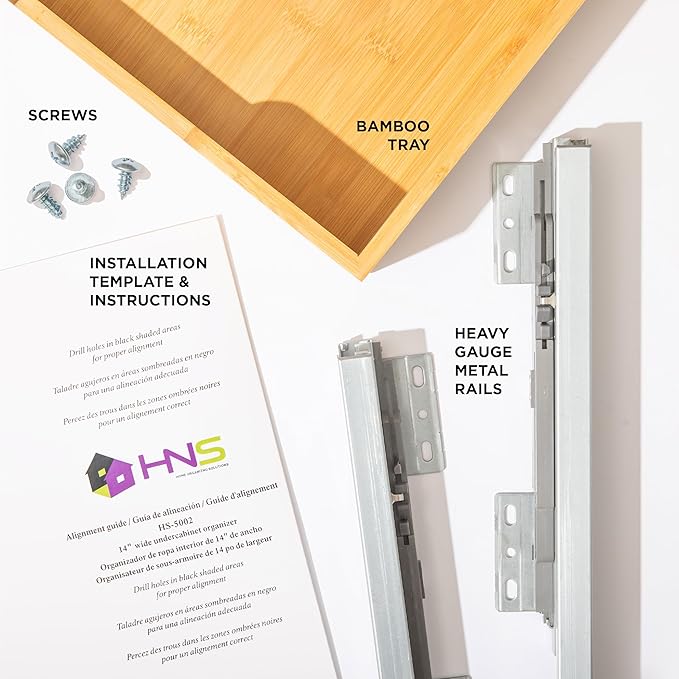HOLDN’ STORAGE Bamboo Wooden Pull out Cabinet Organizer.14”W x 21”D - Requires At Least a 15.25:W x 21" D. Cabinet Opening. W/Lifetime Limited Warranty. Bamboo Tray and Heavy gauge metal rails.