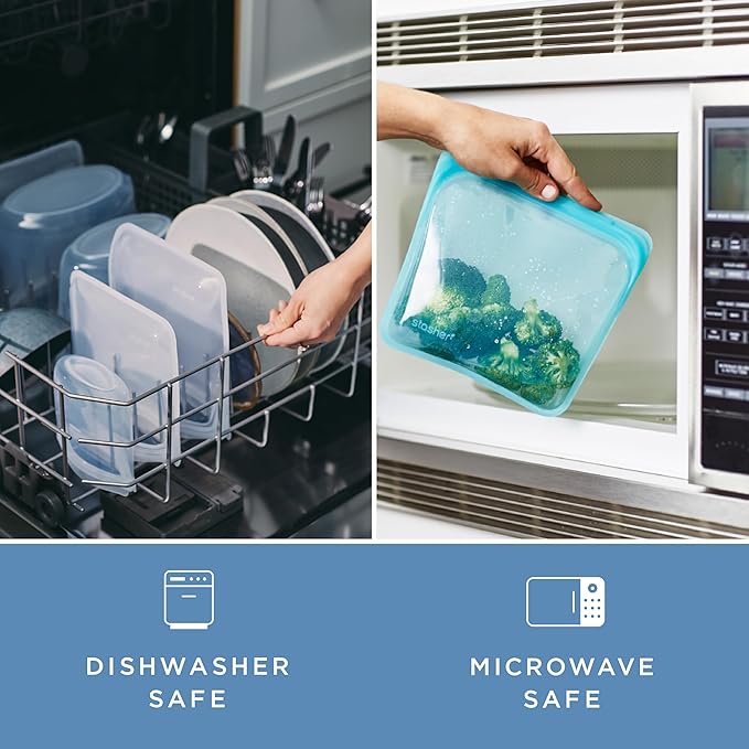 Stasher Premium Silicone Reusable Food Storage Bags, 3-Pack, Multi, Multi-Use Food Storage Bags, Lunch Bag, Travel Containers, BPA Free, Leak-free, Dishwasher-Safe, Eco-friendly
