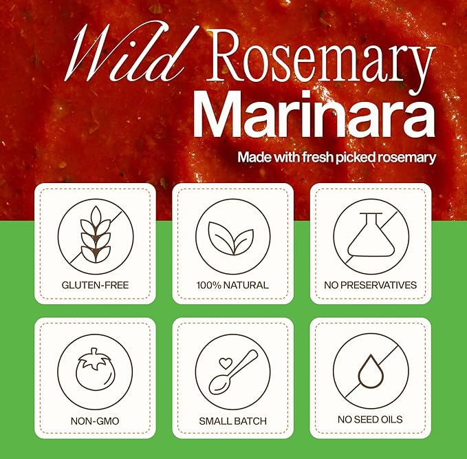 Sauz | Wild Rosemary Marinara Sauce, 25 Oz Jar (4-Pack), Gluten-Free, Non-GMO, Bold Flavor, Multi-Use Made with Clean Ingredients – Small Batch Tomato Sauce