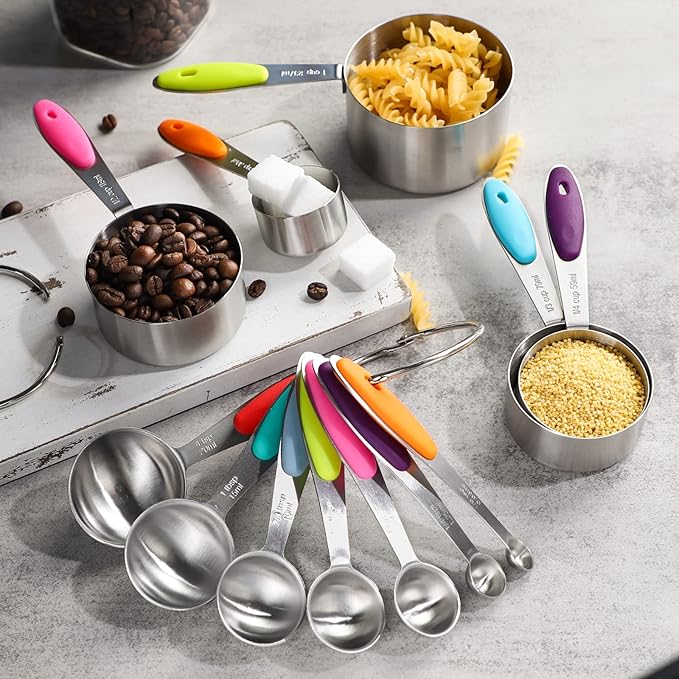 Measuring Cups and Spoons Set Stainless Steel Includes 5 Measuring Cups 8 Measuring Spoons for Dry or Liquid Ingredients (5+8)