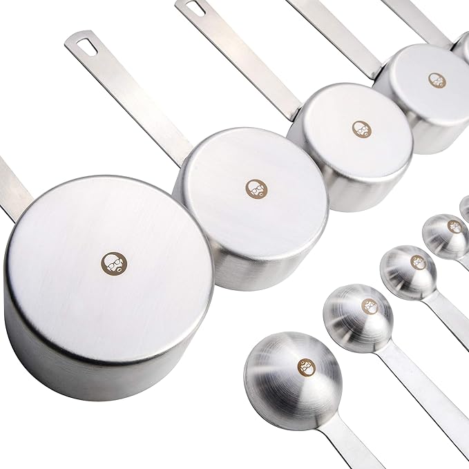 Babish 10-Piece Stainless Steel Measuring Cups and Spoons Set – Heavy-Duty, Rust-Resistant Baking and Cooking Measurement Tools