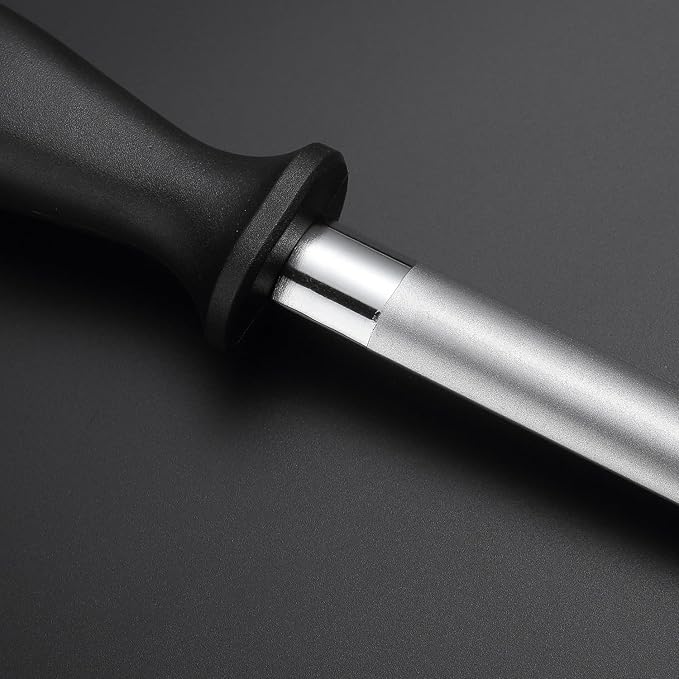 Diamond Honing Steel 10 inch Professional Knife Sharpening Steel, Flat Knife Honing Rod, Diamond Carbon Steel, Sharpener for Honing Knife Blades, Chef Knives