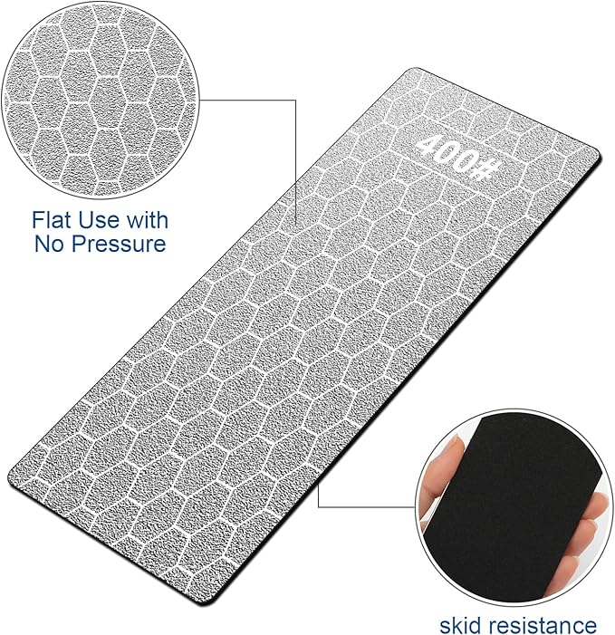 Diamond Sharpening Stone, 5 Pcs Knife Sharpening Stone with Extra Fine/Coarse Plate and Non-slip Base, 400/600/800/1000/1200 Grit